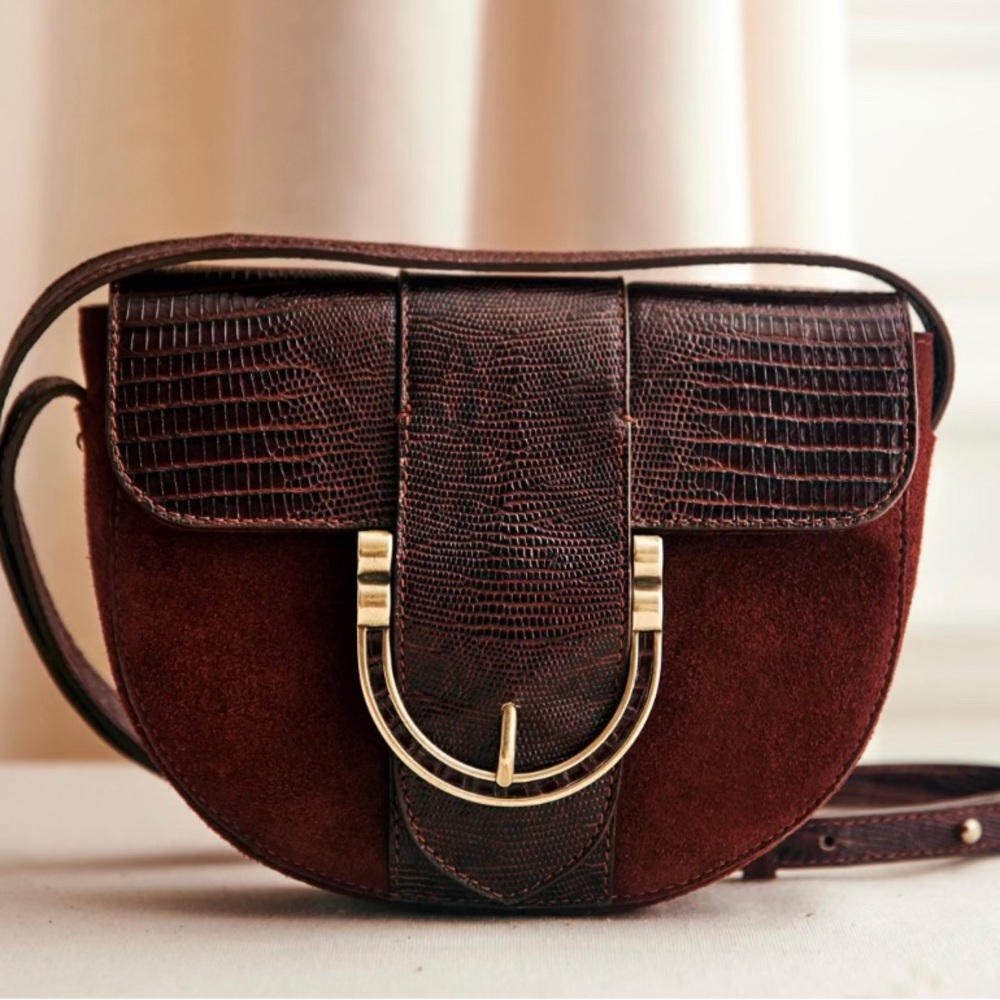NEW in Box Sézane T Bag Bordeaux Leather handbag - Picture 1 of 6